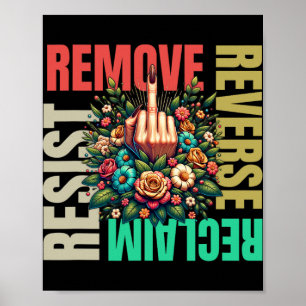 Póster Mujeres dedo medio quitar invertir Reclamar Resist