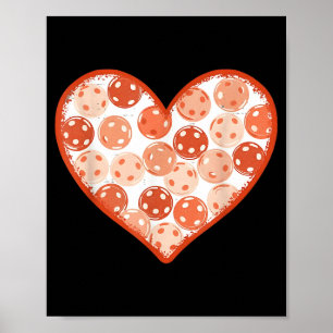 Póster Mujeres día de San Valentín pickleball corazón amo