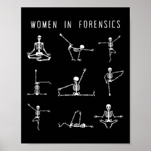 Póster Mujeres en ciencia forense esqueleto yoga médico P