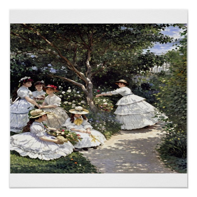 Póster Mujeres en el jardín - Retrato de elegancia (Anverso)