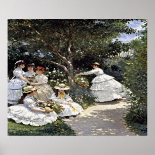 Póster Mujeres en el jardín - Retrato de elegancia