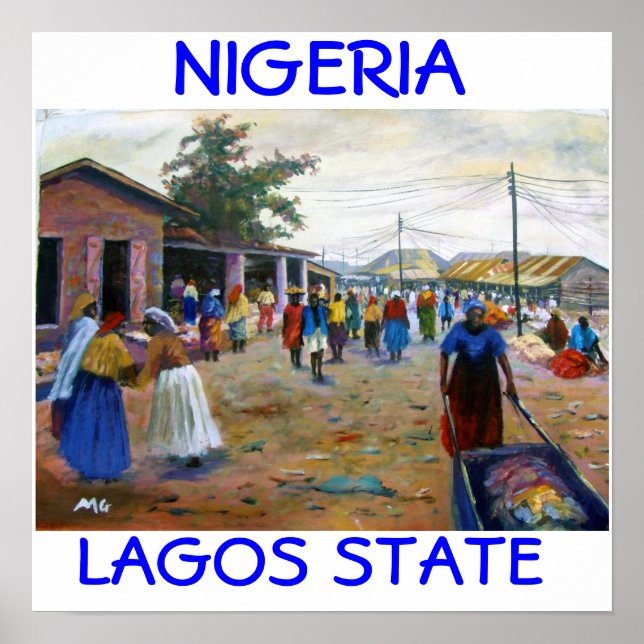 Póster mujeres en el mercado 1a , LAGOS STATE NIGERIA , . (Frente)