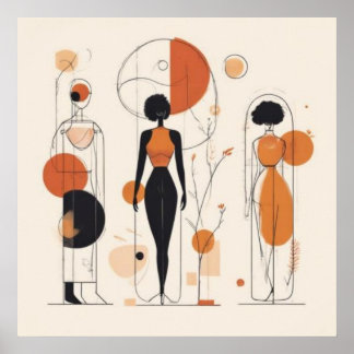 Póster Mujeres en Ritmo — Geométrico Africano Contemporán