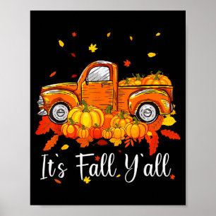 Póster Mujeres Es Otoño Chicas Camión de Calabaza Árbol d