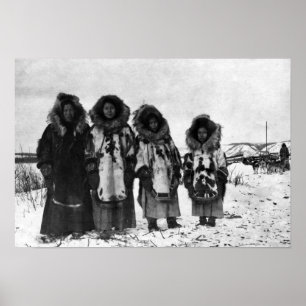Póster Mujeres esquimales en la fotografía de Alaska