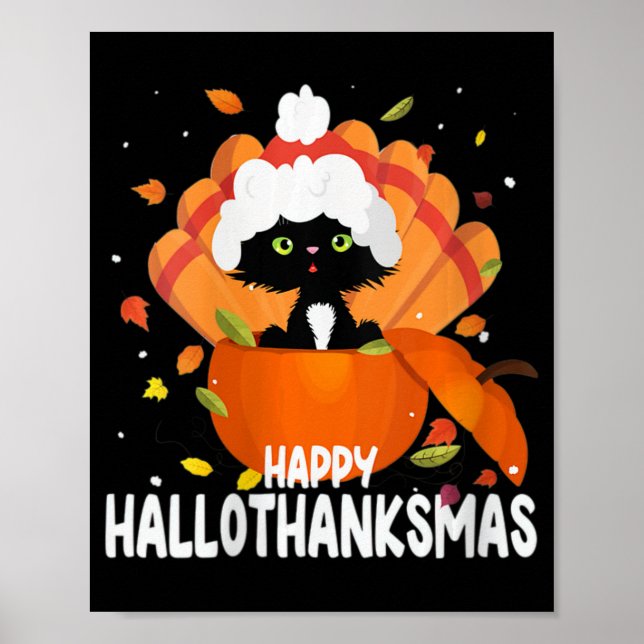 Póster Mujeres Felices Hallothanksmas Halloween Día de Ac (Frente)
