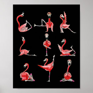 Póster Mujeres Flamenco Hacen Postura De Yoga Meditación 