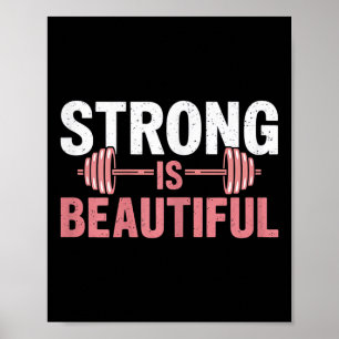 Póster Mujeres Fuertes Es Hermosa Gimnasio Fitness Motiva