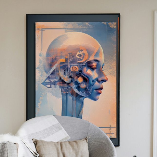 Póster Mujeres futuristas. Silhouette en tonos pastel azu (Subido por el creador)