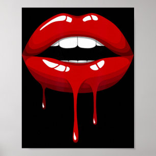 Póster Mujeres Geniales Moda Labios Rojos Manga Corta Grá