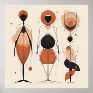 Póster Mujeres Geométricas en Movimiento — Ritmo Geométri