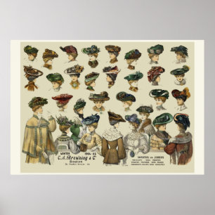 Póster Mujeres Gorras 1905 Boston