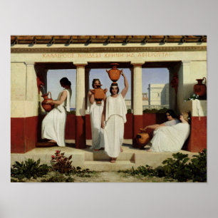 Póster Mujeres griegas en la fuente, 1841