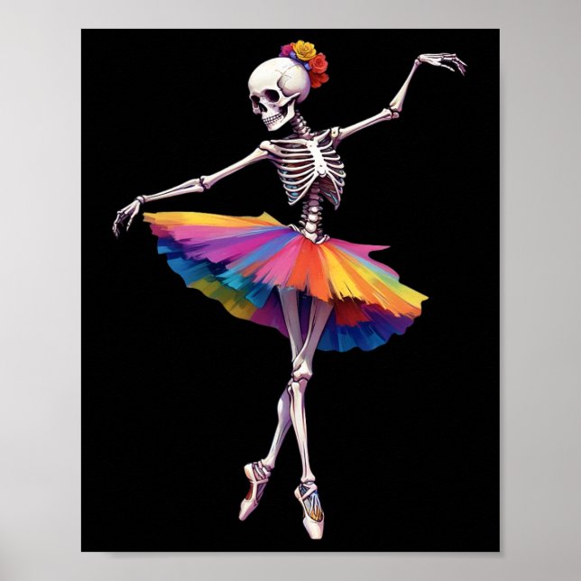 Póster Mujeres Halloween Dancing Skeleton Rainbow Balleri (Frente)