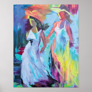 Póster Mujeres impresionistas de Sweet Breeze con sombrer