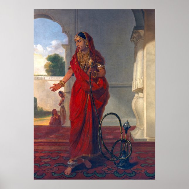 Póster Mujeres indias fumando narguile (Frente)