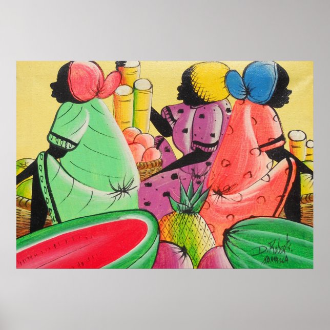 Póster Mujeres jamaiquinas en el mercado de frutas D Robe (Frente)