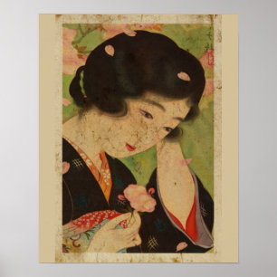 Póster Mujeres japonesas con el Sakura Ukiyo estilo Art N
