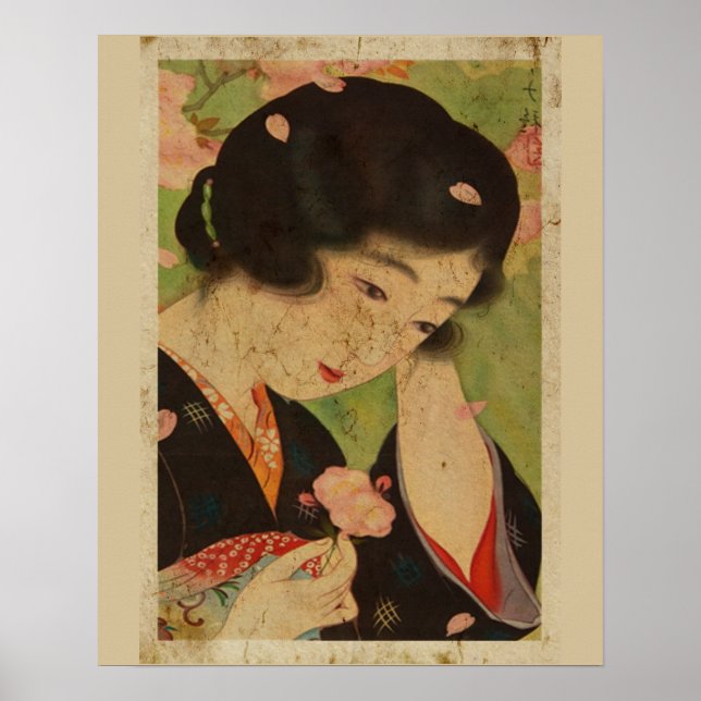 Póster Mujeres japonesas con el Sakura Ukiyo estilo Art N (Frente)