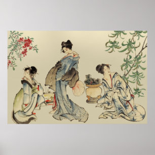 Póster Mujeres japonesas en ropa tradicional