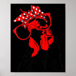 Póster Mujeres Lindas Chica Pollo Con Pañuelo Diadema Y