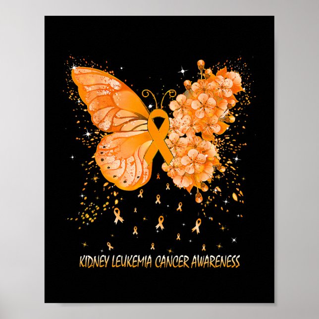Póster Mujeres Mariposa Riñón Leucemia Cáncer Conciencia (Frente)