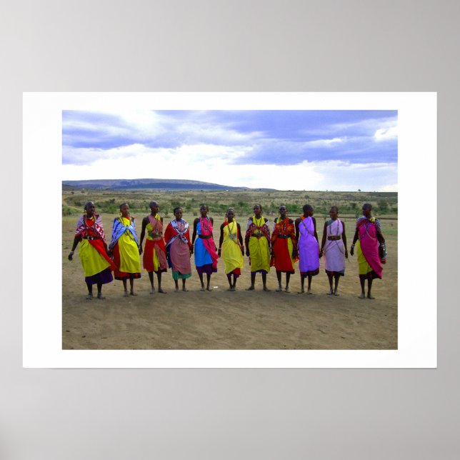 PÓSTER MUJERES MASAI EN EL ÁFRICA KENIA (Frente)