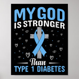 Póster Mujeres Mi Dios es más fuerte que la diabetes tipo