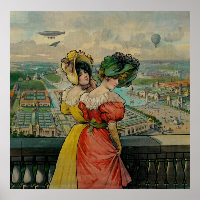 Póster Mujeres mirando la Feria Mundial, 1904 (Frente)