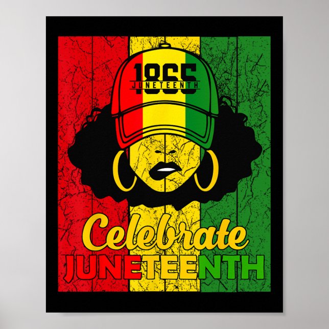 Póster Mujeres Moño Desordenado Juneteenth Celebrar Día d (Frente)