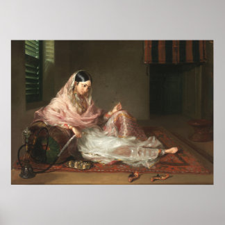 Póster Mujeres musulmanas de la India fumando narguile