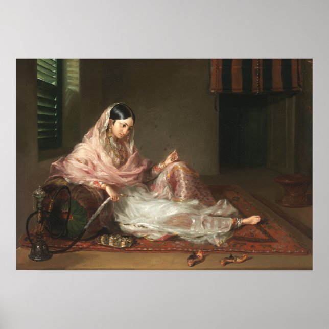 Póster Mujeres musulmanas de la India fumando narguile (Frente)