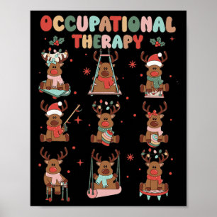 Póster Mujeres Navidades de terapia ocupacional retro ren