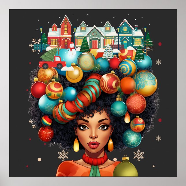 Póster Mujeres negras Navidades melanin sista Xmas Sistas (Frente)