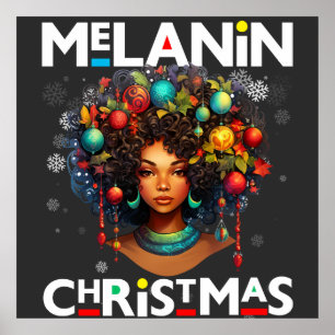 Póster Mujeres negras Navidades melanin sista Xmas Sistas
