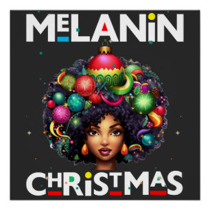 Póster Mujeres negras Navidades melanin sista Xmas Sistas