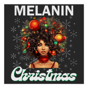 Póster Mujeres negras Navidades melanin sista Xmas Sistas