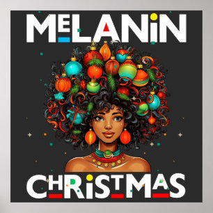 Póster Mujeres negras Navidades melanin sista Xmas Sistas
