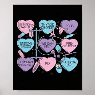 Póster Mujeres Obstetricia Día de San Valentín Enfermera