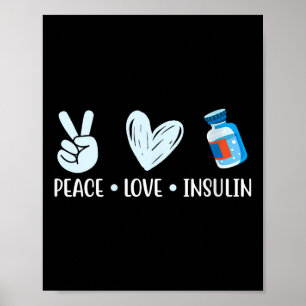 Póster Mujeres Paz Amor Insulina V-cuello _1