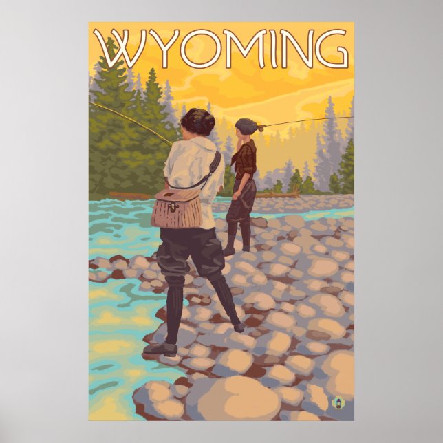 Póster Mujeres Pesca con mosca - Wyoming (Frente)