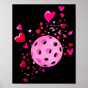 Póster Mujeres pickleball día de San Valentín corazón amo