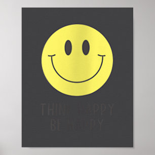 Póster Mujeres Piensan Feliz Sé Feliz Sonríe Cara Motivac