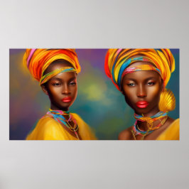Póster mujeres princesa africana joyas de oro 2