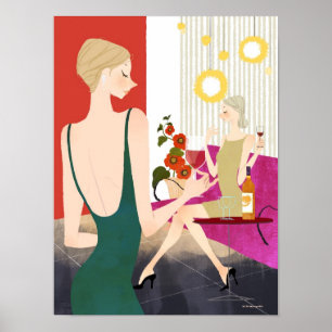Póster Mujeres que beben el vino