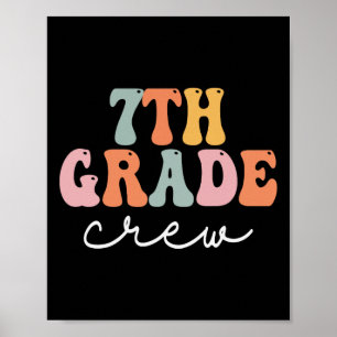 Póster Mujeres retro Groovy de 7º grado feliz primer día