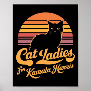 Póster Mujeres retro Kamala Harris Cat Lady