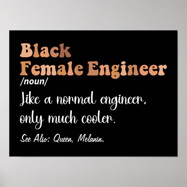 Póster Mujeres ricas en definición de ingeniera negra (Frente)