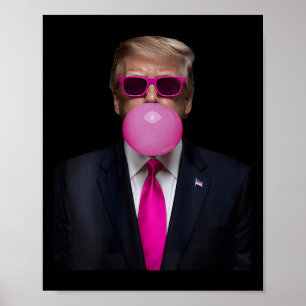 Póster Mujeres Rosa Trump Bubble Gum 2024 Votación Presid