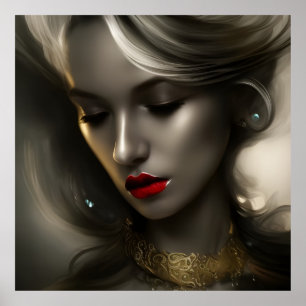 Póster Mujeres rubias de bronce dorado hermosas con labio